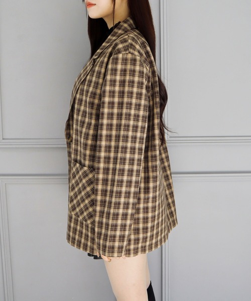 CECIL McBEE（セシルマクビー）の「チェック柄シングルジャケット（テーラードジャケット・レディース・ブラウン/ブラック・MEDIUM/LARGE）」の13枚目の写真