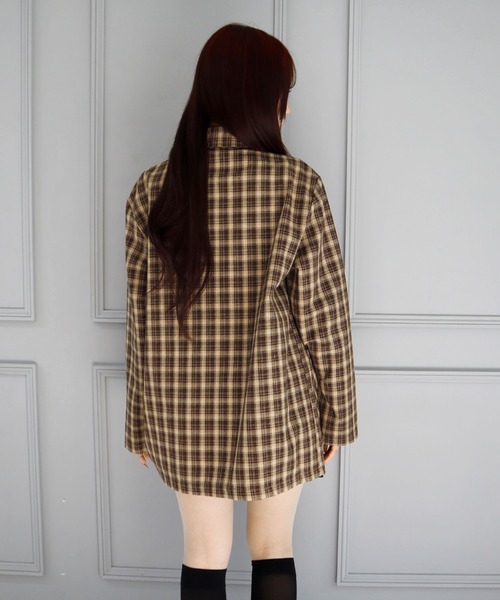 CECIL McBEE（セシルマクビー）の「チェック柄シングルジャケット（テーラードジャケット・レディース・ブラウン/ブラック・MEDIUM/LARGE）」の14枚目の写真