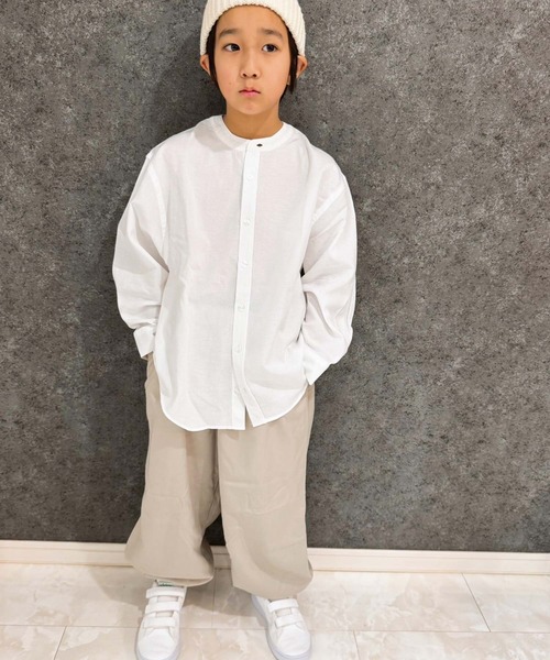 SHISKY(シスキー)の「無地レギュラー バンドカラー オーバーシャツ(シャツ/ブラウス・キッズ・グリーン系その他/ホワイト系その他/ベージュ系その他/グレー系その他・140/130/120/110/160/150)」の6枚目の写真