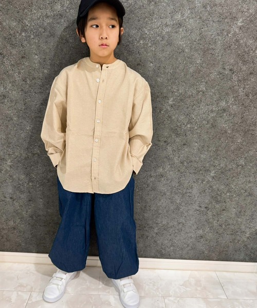 SHISKY(シスキー)の「無地レギュラー バンドカラー オーバーシャツ(シャツ/ブラウス・キッズ・グリーン系その他/ホワイト系その他/ベージュ系その他/グレー系その他・140/130/120/110/160/150)」の8枚目の写真
