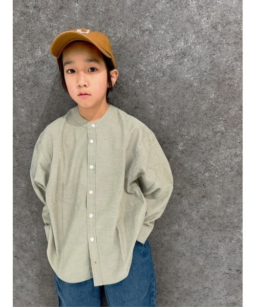 SHISKY(シスキー)の「無地レギュラー バンドカラー オーバーシャツ(シャツ/ブラウス・キッズ・グリーン系その他/ホワイト系その他/ベージュ系その他/グレー系その他・140/130/120/110/160/150)」の9枚目の写真
