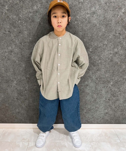 SHISKY(シスキー)の「無地レギュラー バンドカラー オーバーシャツ(シャツ/ブラウス・キッズ・グリーン系その他/ホワイト系その他/ベージュ系その他/グレー系その他・140/130/120/110/160/150)」の10枚目の写真