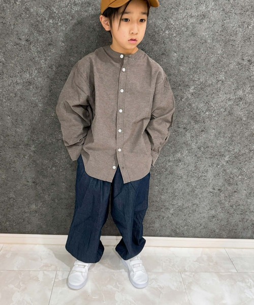 SHISKY(シスキー)の「無地レギュラー バンドカラー オーバーシャツ(シャツ/ブラウス・キッズ・グリーン系その他/ホワイト系その他/ベージュ系その他/グレー系その他・140/130/120/110/160/150)」の12枚目の写真