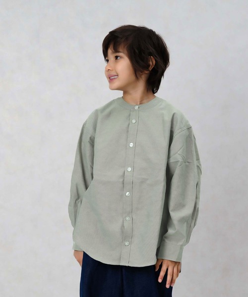 SHISKY(シスキー)の「無地レギュラー バンドカラー オーバーシャツ(シャツ/ブラウス・キッズ・グリーン系その他/ホワイト系その他/ベージュ系その他/グレー系その他・140/130/120/110/160/150)」の16枚目の写真
