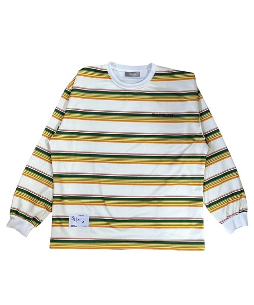 VIBGYOR（ヴィブジョー）の「ワンポイントマルチボーダールーズロンT/ユニセックス 韓国(CZ)（Tシャツ/カットソー・メンズ・ブルー/イエロー・MEDIUM/LARGE）」の10枚目の写真
