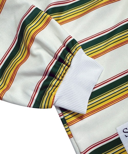 VIBGYOR（ヴィブジョー）の「ワンポイントマルチボーダールーズロンT/ユニセックス 韓国(CZ)（Tシャツ/カットソー・メンズ・ブルー/イエロー・MEDIUM/LARGE）」の17枚目の写真