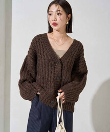 限定展開　手編み風 ゆるふわ ニット カーディガン