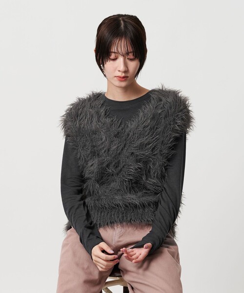 WEB限定】フェザーヤーン ラメニット 2WAYベスト（ニット/セーター