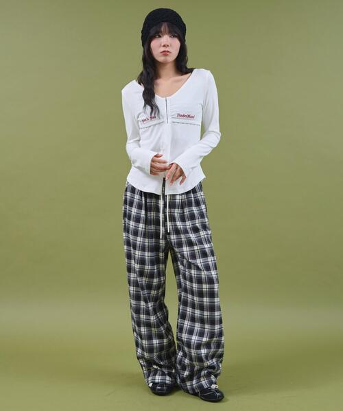 dispark（ディスパーク）の「DISPARK/【25年秋冬新作】ロゴ刺繍レースフックカーデ（Tシャツ/カットソー・レディース・ブラック/ホワイト・FREE）」の3枚目の写真