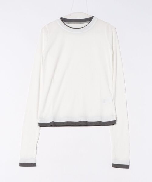TRIANGLE PALETTE(トライアングルパレット)の「フィンガーホール付き レイヤード風シアーテレコ長袖Tシャツ(Tシャツ/カットソー・レディース・ホワイト/ブラック/グレー/ネイビー/ピンク・FREE)」の17枚目の写真