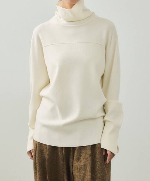 ADAM ET ROPE'（アダムエロペ）の「【EMOELLE】ウールニットトップス（ニット/セーター・レディース・グレー/オフホワイト・FREE）」の2枚目の写真