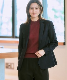 7days Life Styling | 洗えるウール調ロング丈テーラードジャケット(ストライプ裏地）<大きいサイズ有>(テーラードジャケット)