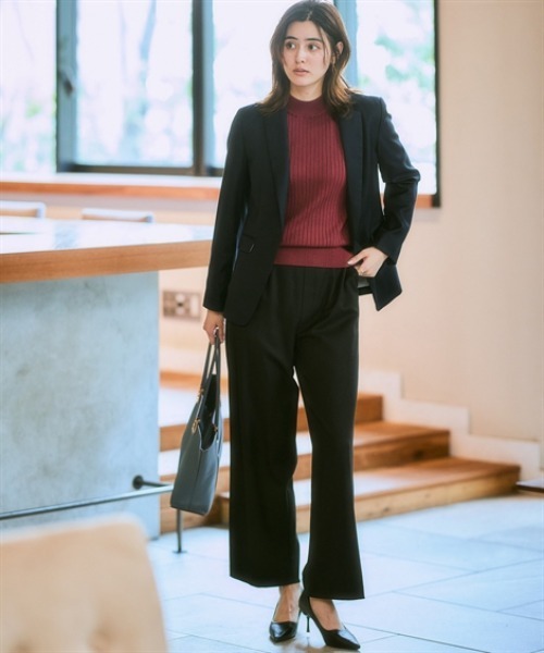 7days Life Styling(セブンデイズライフスタイリング)の「洗えるウール調ロング丈テーラードジャケット(ストライプ裏地)<大きいサイズ有>(テーラードジャケット・レディース・ブラック/ネイビー・S/M/L/LL/3L)」の8枚目の写真