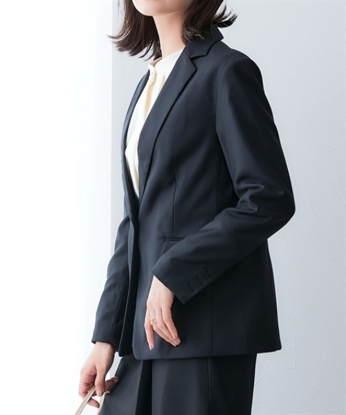 7days Life Styling(セブンデイズライフスタイリング)の「洗えるウール調ロング丈テーラードジャケット(ストライプ裏地)<大きいサイズ有>(テーラードジャケット・レディース・ブラック/ネイビー・S/M/L/LL/3L)」の10枚目の写真