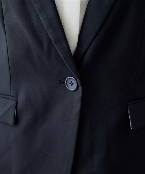 7days Life Styling(セブンデイズライフスタイリング)の「洗えるウール調ロング丈テーラードジャケット(ストライプ裏地)<大きいサイズ有>(テーラードジャケット・レディース・ブラック/ネイビー・S/M/L/LL/3L)」の13枚目の写真