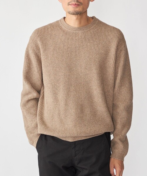 SHIPS(シップス)の「SHIPS: 〈手洗い可能〉7ゲージ ブラッシュド クルーネック プルオーバー(Tシャツ/カットソー・メンズ・ケリーグリーン/ネイビー/ライトグレー/ベージュ系・SMALL/MEDIUM/LARGE/X-LARGE)」の3枚目の写真