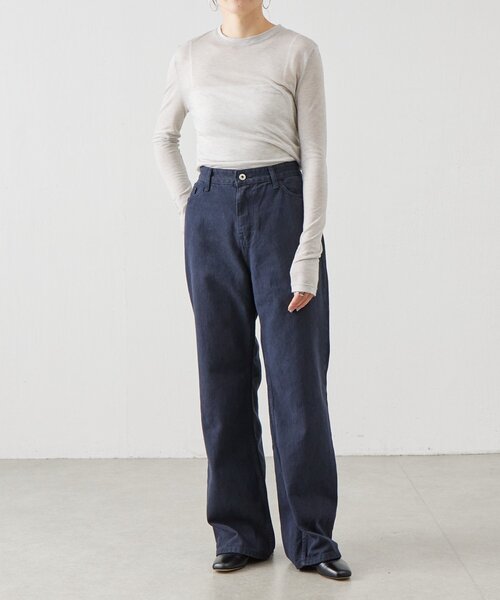 BEARDSLEY（ビアズリー）の「《LEVAR》裾フレアジーンズ（ダークネイビー）（デニムパンツ・レディース・ネイビー・MEDIUM）」の8枚目の写真