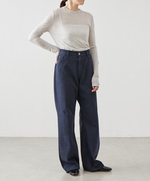 BEARDSLEY（ビアズリー）の「《LEVAR》裾フレアジーンズ（ダークネイビー）（デニムパンツ・レディース・ネイビー・MEDIUM）」の10枚目の写真