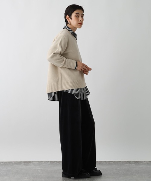 studio CLIP（スタディオクリップ）の「《ウタオ》AQUA Vネックプルオーバー（ニット/セーター・レディース・ライトブラウン/グレー/ライトベージュ・LARGE/MEDIUM）」の19枚目の写真