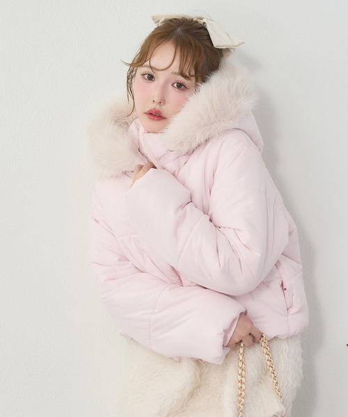 ラコステ　ダウンジャケット・コート　ピンク系小花　38　美品 LACOSTE ラコステ ダウンジャケット 小花柄 アウター ピンク サイズ38