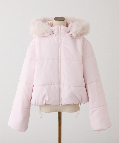 one after another NICE CLAUP(ワンアフターアナザーナイスクラップ)の「【今すぐお届け可能!】フード付きショートフェイクダウンジャケット(ダウンジャケット/コート・レディース・ピンク/ブラック/アイボリー/サックスブルー・FREE)」の5枚目の写真