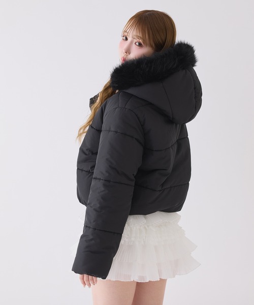 one after another NICE CLAUP(ワンアフターアナザーナイスクラップ)の「【今すぐお届け可能!】フード付きショートフェイクダウンジャケット(ダウンジャケット/コート・レディース・ピンク/ブラック/アイボリー/サックスブルー・FREE)」の22枚目の写真