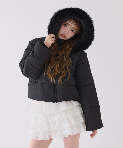 セール】【今すぐお届け可能!】フード付きショートフェイクダウン