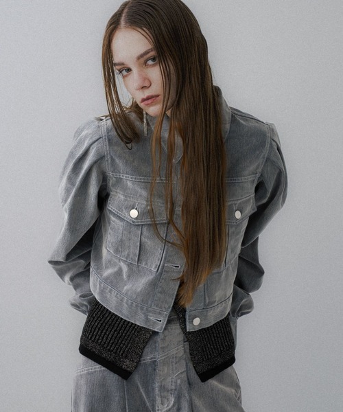 HARE(ハレ)の「フロッキーデニムジャケット(HARE)(デニムジャケット・レディース・ブラック/グレー/レッド・FREE)」の1枚目の写真