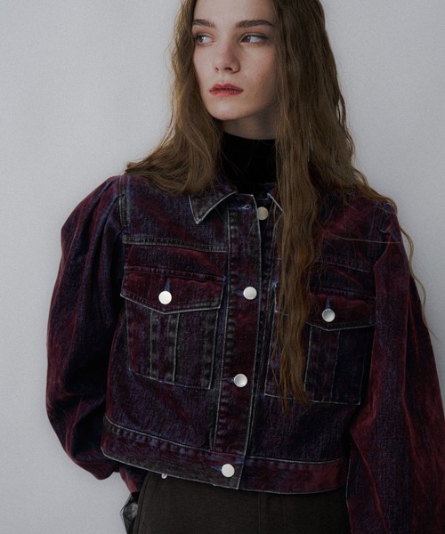 HARE(ハレ)の「フロッキーデニムジャケット(HARE)(デニムジャケット・レディース・ブラック/グレー/レッド・FREE)」の3枚目の写真