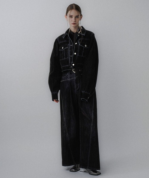 HARE(ハレ)の「フロッキーデニムジャケット(HARE)(デニムジャケット・レディース・ブラック/グレー/レッド・FREE)」の4枚目の写真