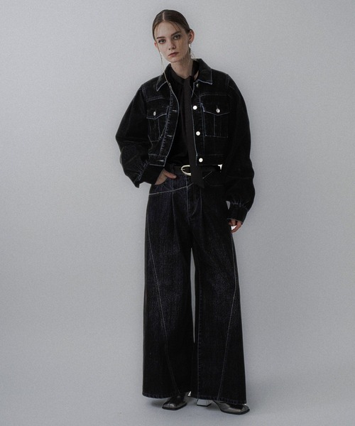 HARE(ハレ)の「フロッキーデニムジャケット(HARE)(デニムジャケット・レディース・ブラック/グレー/レッド・FREE)」の5枚目の写真