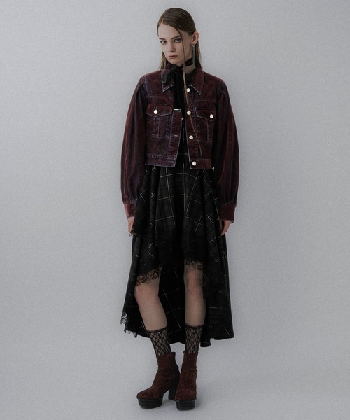 HARE(ハレ)の「フロッキーデニムジャケット(HARE)(デニムジャケット・レディース・ブラック/グレー/レッド・FREE)」の9枚目の写真