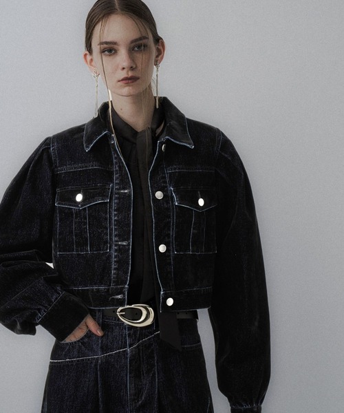 HARE(ハレ)の「フロッキーデニムジャケット(HARE)(デニムジャケット・レディース・ブラック/グレー/レッド・FREE)」の11枚目の写真