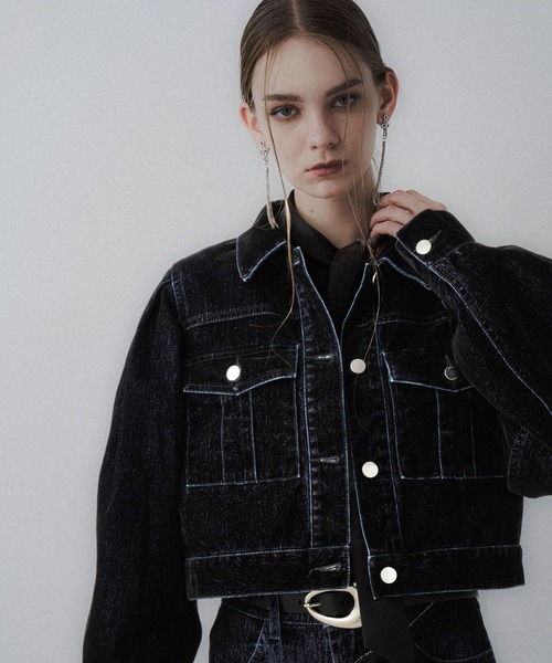 HARE(ハレ)の「フロッキーデニムジャケット(HARE)(デニムジャケット・レディース・ブラック/グレー/レッド・FREE)」の13枚目の写真