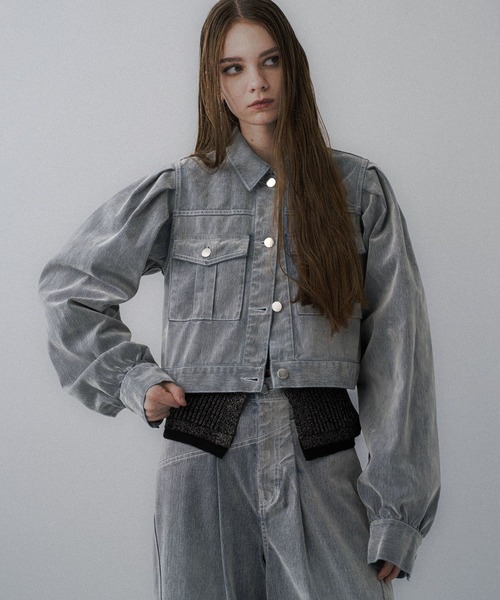 HARE(ハレ)の「フロッキーデニムジャケット(HARE)(デニムジャケット・レディース・ブラック/グレー/レッド・FREE)」の15枚目の写真