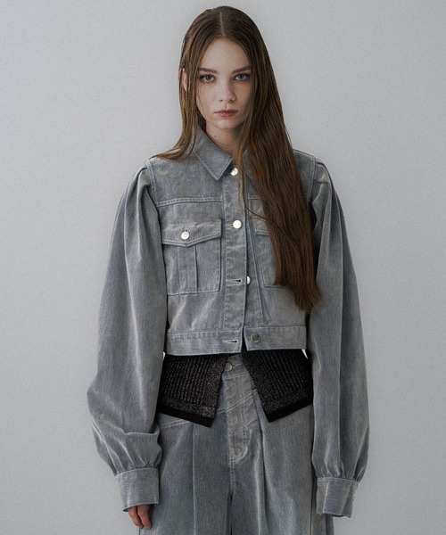 HARE(ハレ)の「フロッキーデニムジャケット(HARE)(デニムジャケット・レディース・ブラック/グレー/レッド・FREE)」の16枚目の写真