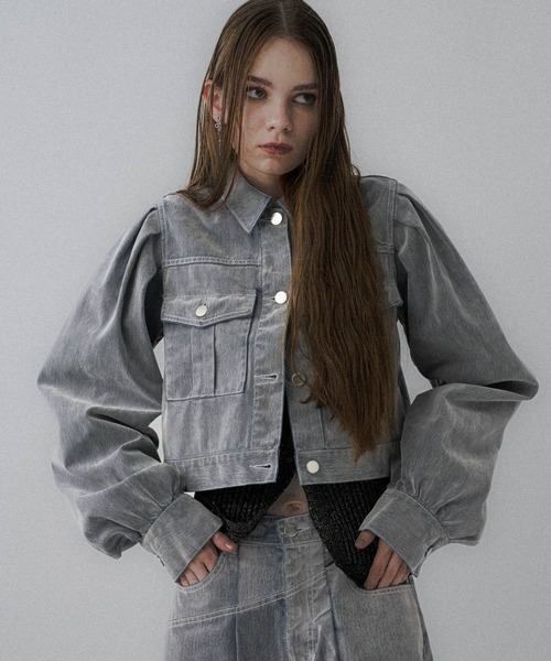 HARE(ハレ)の「フロッキーデニムジャケット(HARE)(デニムジャケット・レディース・ブラック/グレー/レッド・FREE)」の17枚目の写真