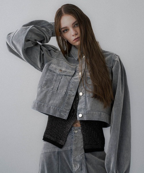 HARE(ハレ)の「フロッキーデニムジャケット(HARE)(デニムジャケット・レディース・ブラック/グレー/レッド・FREE)」の18枚目の写真