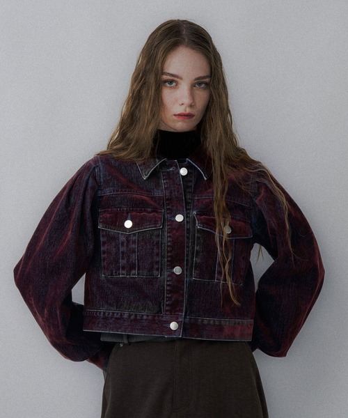 HARE(ハレ)の「フロッキーデニムジャケット(HARE)(デニムジャケット・レディース・ブラック/グレー/レッド・FREE)」の19枚目の写真