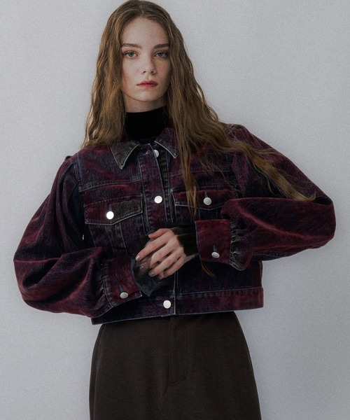 HARE(ハレ)の「フロッキーデニムジャケット(HARE)(デニムジャケット・レディース・ブラック/グレー/レッド・FREE)」の20枚目の写真