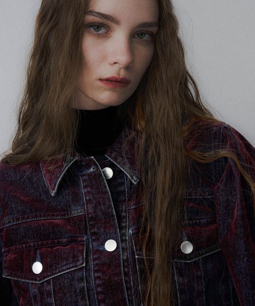 HARE(ハレ)の「フロッキーデニムジャケット(HARE)(デニムジャケット・レディース・ブラック/グレー/レッド・FREE)」の21枚目の写真