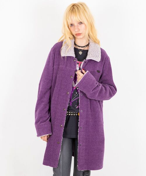 HYSTERIC GLAMOUR（ヒステリックグラマー）の「裏ボアステンカラーコート（ステンカラーコート・レディース・チャコールグレー/パープル/カーキ・FREE）」の6枚目の写真