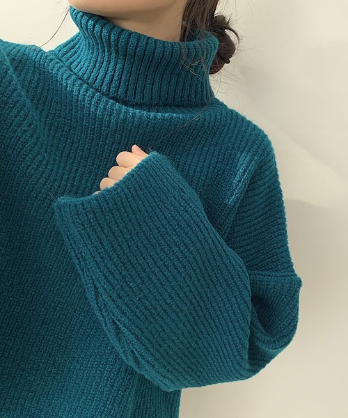 セール】ショート丈ボリュームスリーブタートルネックニット（ニット