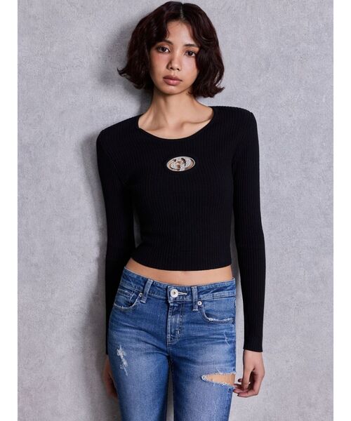 GYDA（ジェイダ）の「【ZOZO限定カラーあり】GD bijou MOLD ニットトップス（ニット/セーター・レディース・ブラウン/その他1/その他2/オフホワイト/ブラック/ネイビー/ピンク・FREE）」の12枚目の写真