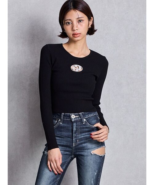 GYDA（ジェイダ）の「【ZOZO限定カラーあり】GD bijou MOLD ニットトップス（ニット/セーター・レディース・ブラウン/その他1/その他2/オフホワイト/ブラック/ネイビー/ピンク・FREE）」の17枚目の写真