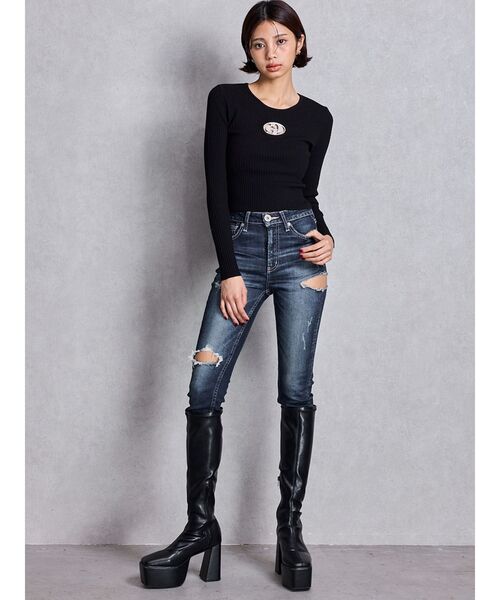 GYDA（ジェイダ）の「【ZOZO限定カラーあり】GD bijou MOLD ニットトップス（ニット/セーター・レディース・ブラウン/その他1/その他2/オフホワイト/ブラック/ネイビー/ピンク・FREE）」の19枚目の写真