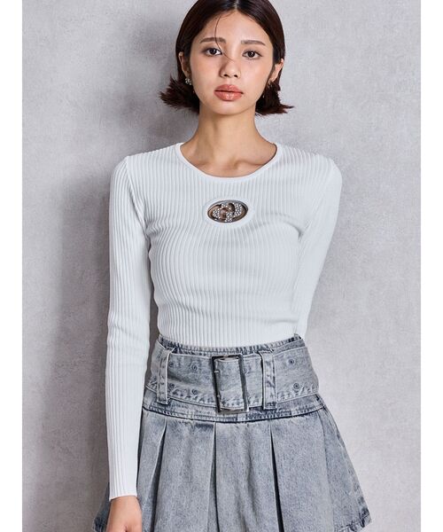 GYDA（ジェイダ）の「【ZOZO限定カラーあり】GD bijou MOLD ニットトップス（ニット/セーター・レディース・ブラウン/その他1/その他2/オフホワイト/ブラック/ネイビー/ピンク・FREE）」の22枚目の写真