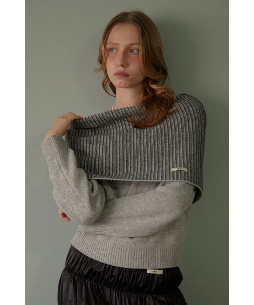 LETERIE(レテリー)の「WIDE OFF-SHOULDER KNIT TOP_GREY(ニット/セーター・レディース・グレー・FREE)」の1枚目の写真
