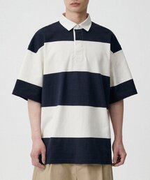 MUSINSA STANDARD（ムシンサスタンダード）の「Oversized Striped Rugby Shirt [Navy/Ivory]（ポロシャツ・メンズ）」