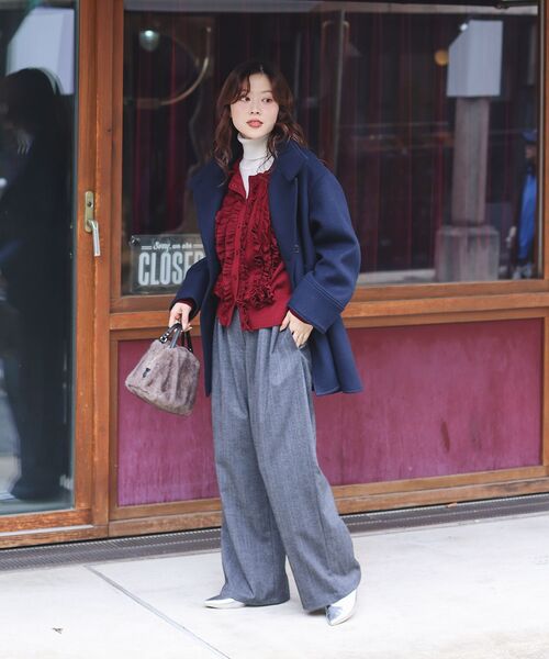 le.coeur blanc（ルクールブラン）の「ヘリンボーンベロアリボンパンツ（その他パンツ・レディース・グレー系その他/ブラウン系その他2・36/38）」の9枚目の写真